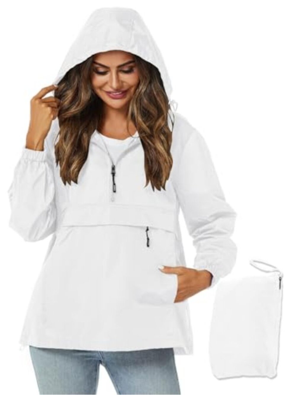 Women's Lightweight Packable Rain Jacket with Hood Waterproof Windbreaker